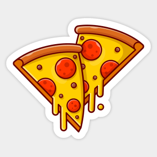Pizza Melted Cartoon Vector Icon Illustration (2) Sticker